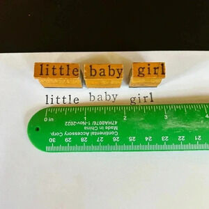 Small rubber stamps- vintage. Little baby girl. Baby announcement. Craft.